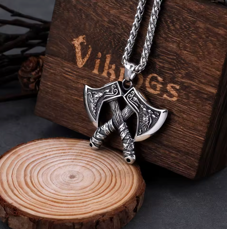 Twin axe necklace