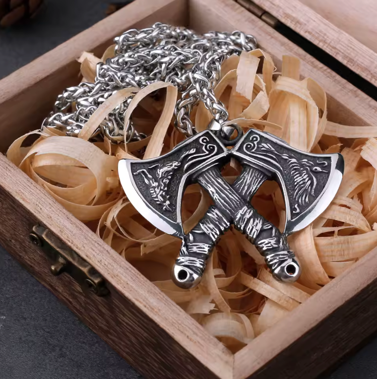 Twin axe necklace